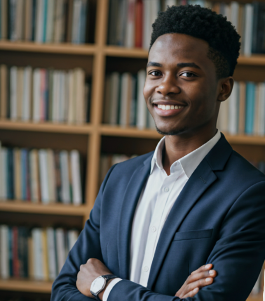 Smiling student in suit