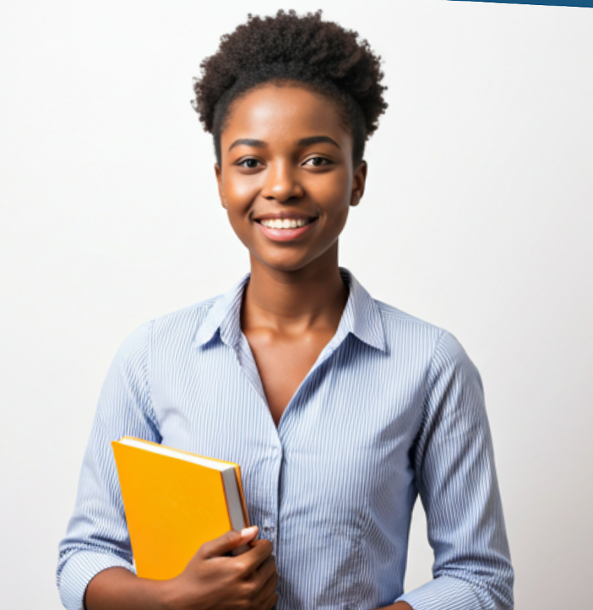 Smiling African student, confident and hopeful