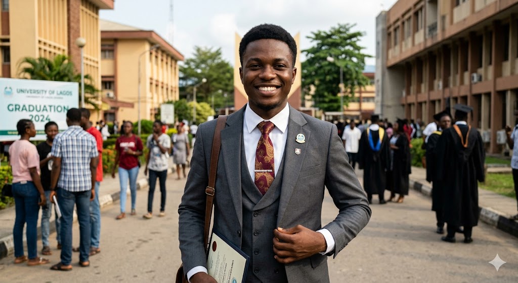 Smiling student in suit